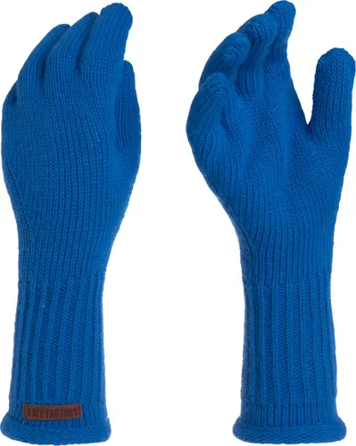 Knit Factory Lana Gebreide Dames Handschoenen - Gebreide winter handschoenen - Blauwe handschoenen - Polswarmers - Cobalt - One