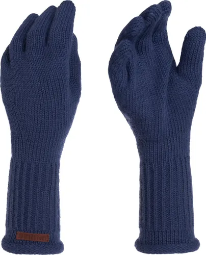 Knit Factory Lana Gebreide Dames Handschoenen - Gebreide winter handschoenen - Donkerblauwe handschoenen - Polswarmers - Capri - One
