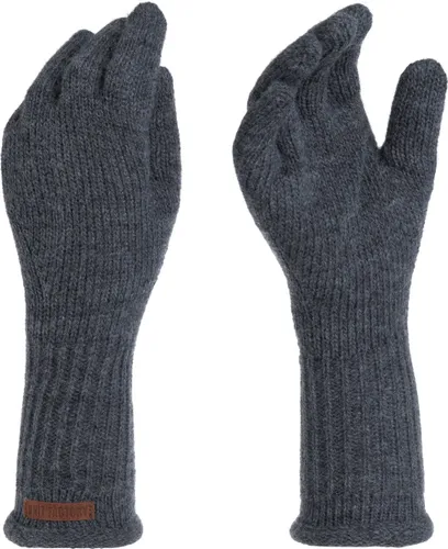 Knit Factory Lana Gebreide Dames Handschoenen - Gebreide winter handschoenen - Donkergrijze handschoenen - Polswarmers - Antraciet - One