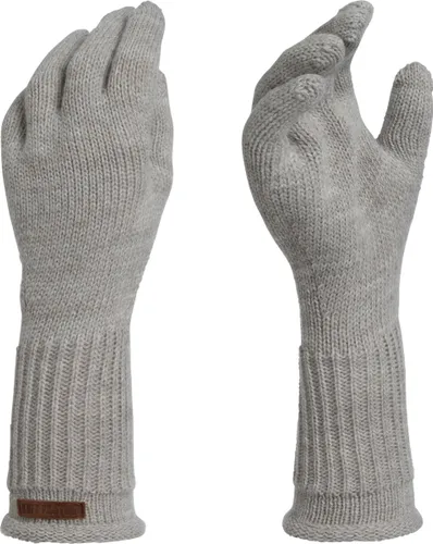 Knit Factory Lana Gebreide Dames Handschoenen - Gebreide winter handschoenen - Grijze handschoenen - Polswarmers - Iced Clay - One