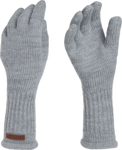 Knit Factory Lana Gebreide Dames Handschoenen - Gebreide winter handschoenen - Lichtgrijze handschoenen - Polswarmers - Licht Grijs - One