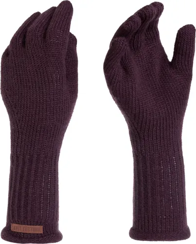 Knit Factory Lana Gebreide Dames Handschoenen - Gebreide winter handschoenen - Paarse handschoenen - Polswarmers - Aubergine - One