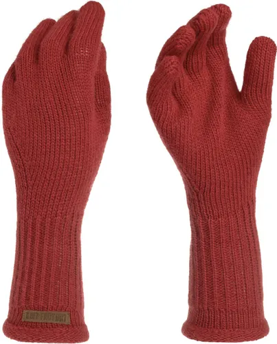 Knit Factory Lana Gebreide Dames Handschoenen - Gebreide winter handschoenen - Rode handschoenen - Polswarmers - Baked Apple - One