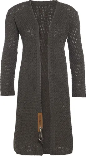 Knit Factory Luna Lang Gebreid Vest Taupe - Gebreide dames cardigan - Lang vest tot over de knie - Bruin damesvest gemaakt uit 30% wol en 70% acryl