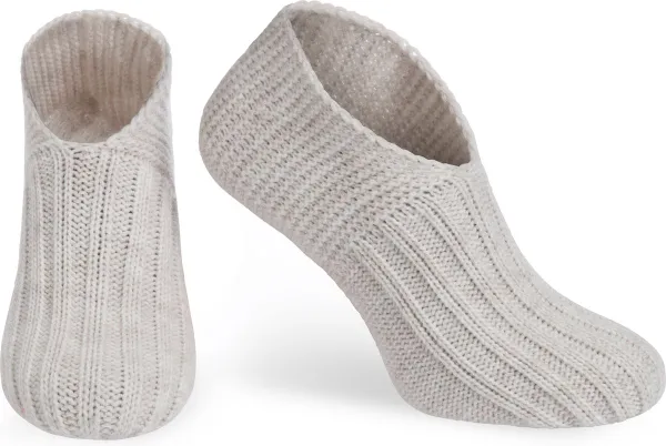 Knit Factory Miles Slofsokken - Sokken voor Dames en Heren - Gebreide sloffen - Huissokken - Beige