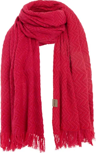 Knit Factory Soleil Sjaal Dames - Katoenen sjaal - Langwerpige sjaal - Rood/roze zomersjaal - Dames sjaal - Visgraat motief - Bright Red/Fuchsia - 200
