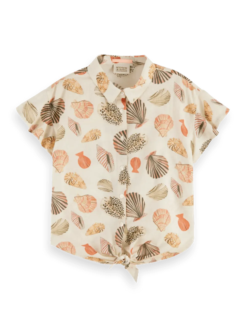 Knotted front all-over printed short-sleeved shirt - Maat 8 - Multicolor - Meisje - Shirt - Scotch & Soda