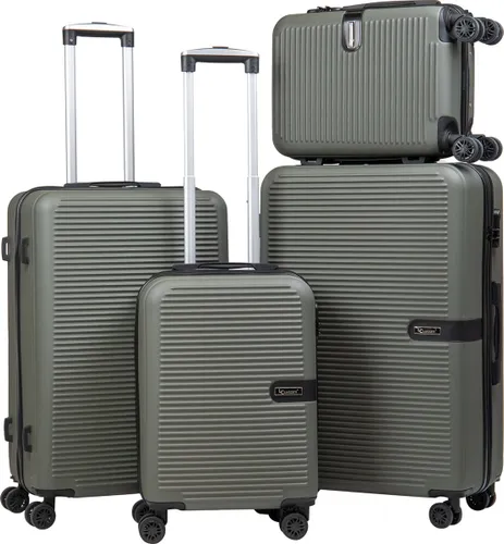 Kofferset 4-delig - Handbagage - Met wielen - Koffers - Trolley - Milaan - Olijfgroen