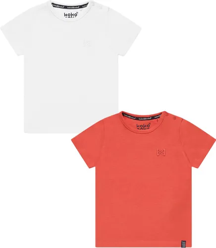 Koko Noko BIO Basics (2pack) Shirts NIGEL Wit en Oranje