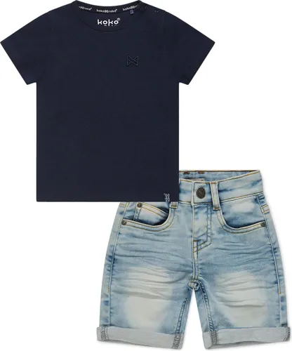Koko Noko BIO Basics Set(2delig) Jeans Short NILS en Shirt Navy
