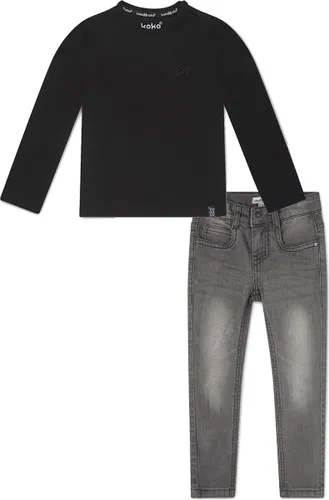 Koko Noko - Kledingset - Grey Jeans - Shirt Nate LS Zwart