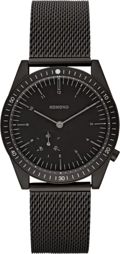 Komono Ray Legacy Leather Black W4406 Polshorloge Zwart