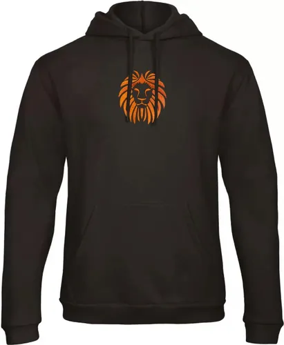 Koningsdag Hoodie - Zwarte hoodie met oranje leeuw borduring - UNISEX (heren & dames)