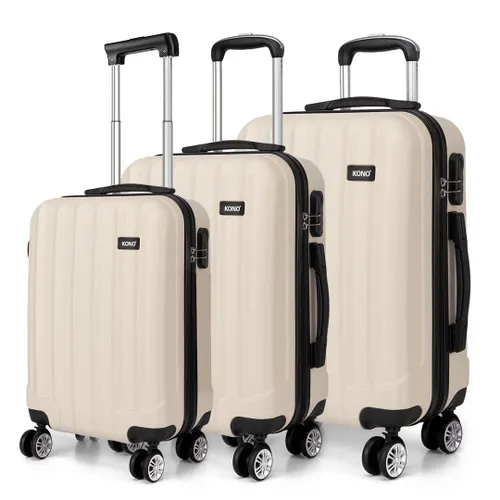 Kono 3 stuks ABS harde koffer reiskoffer met 4 zwenkwielen