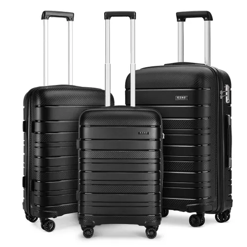 Kono Lot de 3 valises rigides avec serrure TSA et 4