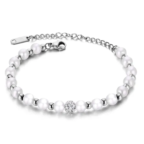 Kralen armband ARA Zilver - Parelarmband met verstelbare sluiting - Armband dames zilver van Sophie Siero incl geschenkverpakking