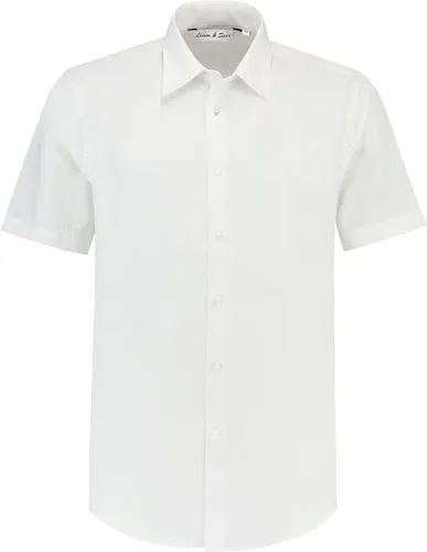 L&S Shirt poplin mix met korte mouwen voor heren wit - S