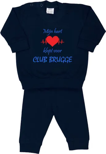 La Petite Couronne Pyjama 2-Delig "Mijn hart klopt voor Club Brugge" Unisex Katoen Zwart/blauw/rood/blauw