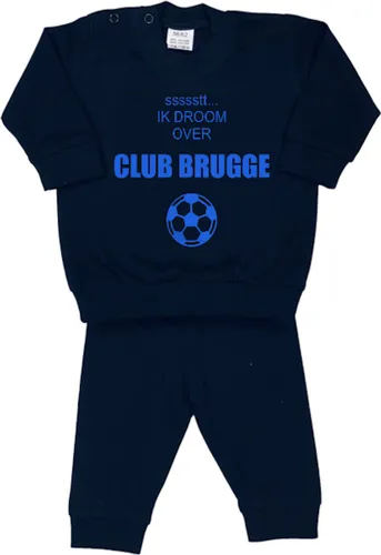 La Petite Couronne Pyjama 2-Delig "ssstt... Ik droom over CLUB BRUGGE" Unisex Katoen Zwart/blauw