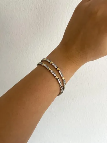 Lâhza Jewelry - Dames armband met hartjes - RVS - Armbanden - hartjes