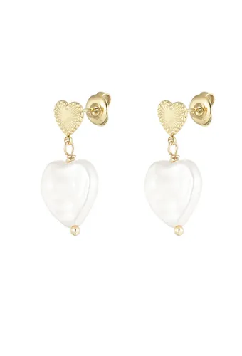 Lâhza Jewelry - Dames oorbellen met parel hart - Dames oorbellen - RVS