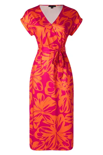 Laila Flower midi jurk in oranje en fuchsia