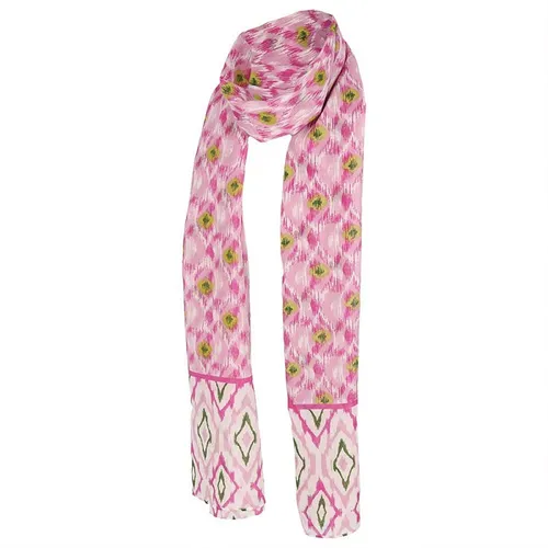 Langwerpige zomer sjaal roze/olijfgroen
