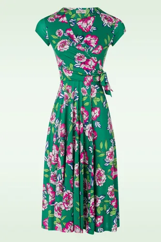 Layla floral swing jurk in smaragdgroen