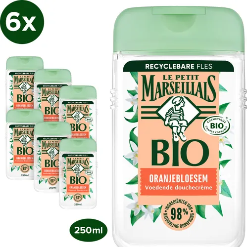 Le Petit Marseillais biologisch gecertificeerde douchegel - met bio oranjebloesem - pH-neutraal voor de huid - afbreekbare formule - 6 x 250 ml