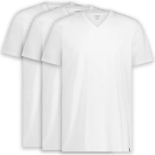 LebasQ - Davis' T-shirt voor heren - 3 pack - met V-hals - Extra lang - Geschikt als Ondershirt - Wit - XXL - Katoen