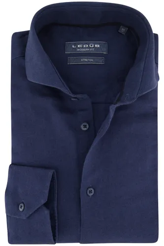 Ledub business overhemd Modern Fit blauw effen katoen normale fit