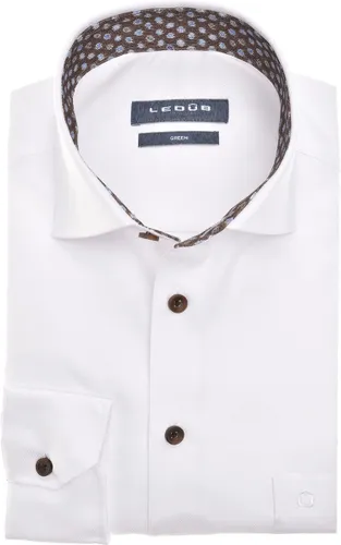Ledub modern fit overhemd - popeline - wit - Strijkvriendelijk - Boordmaat: 40