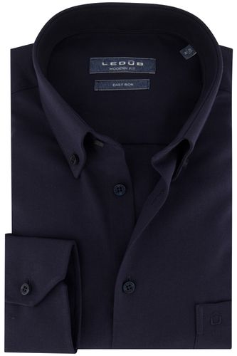 Ledub overhemd borstzak mouwlengte 7 Modern Fit donkerblauw effen