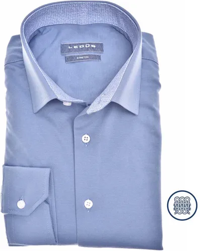 Ledub slim fit overhemd - lichtblauw tricot - Strijkvriendelijk - Boordmaat: 42