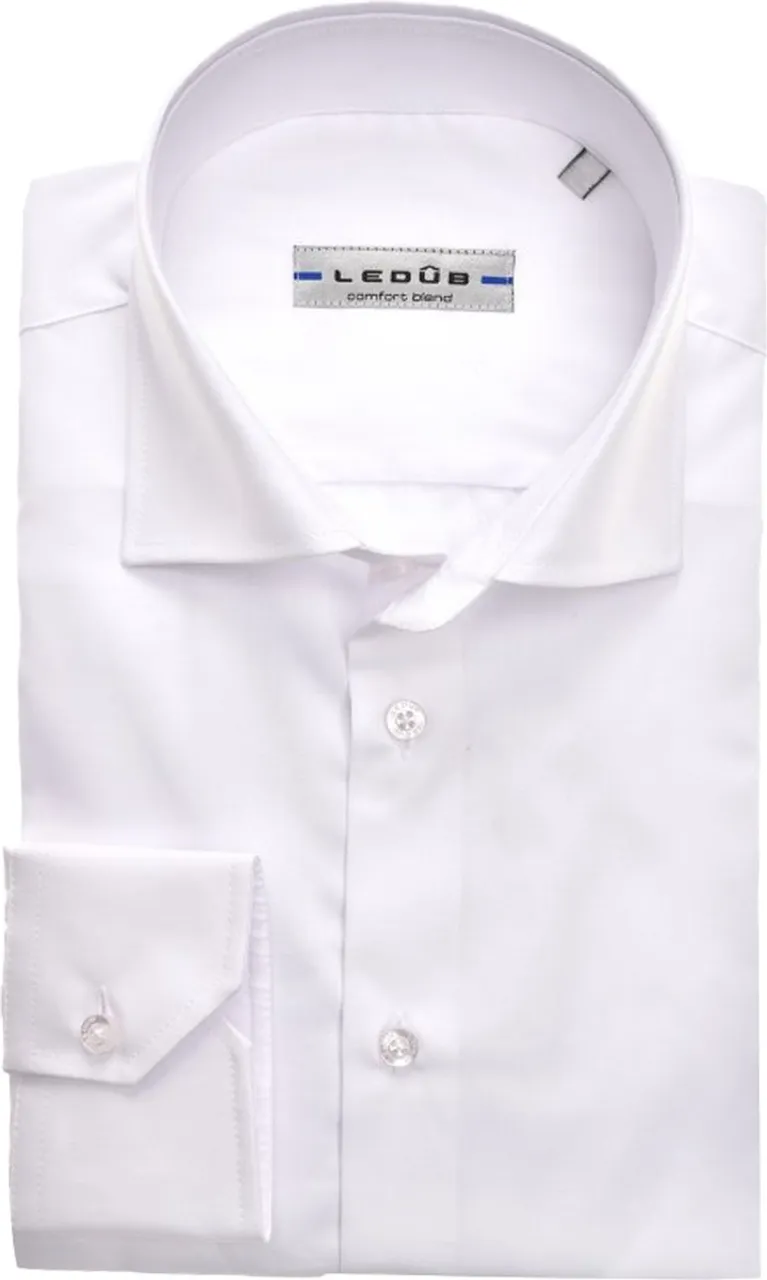 Ledub slim fit overhemd - wit - Strijkvriendelijk - Boordmaat: 44
