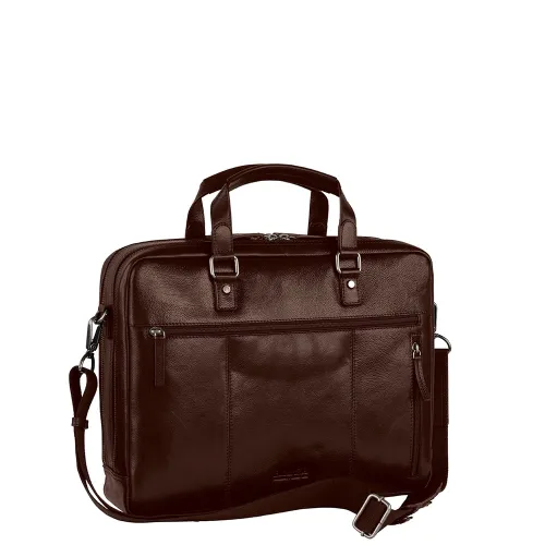 Leonhard Heyden Roma Zipped Briefcase 2 Compartments brown