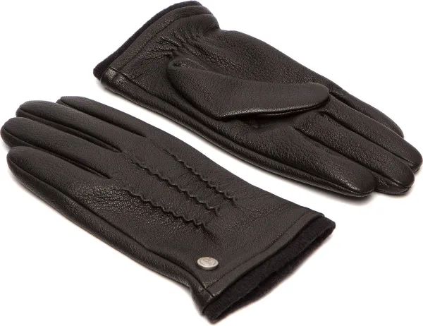 Leren Handschoenen Heren - Stevig en Warm - Thermo Handschoenen Winter Outdoor - Model James - Zwarte Handschoenen Gevoerd voor Mannen - Wollen Voerin