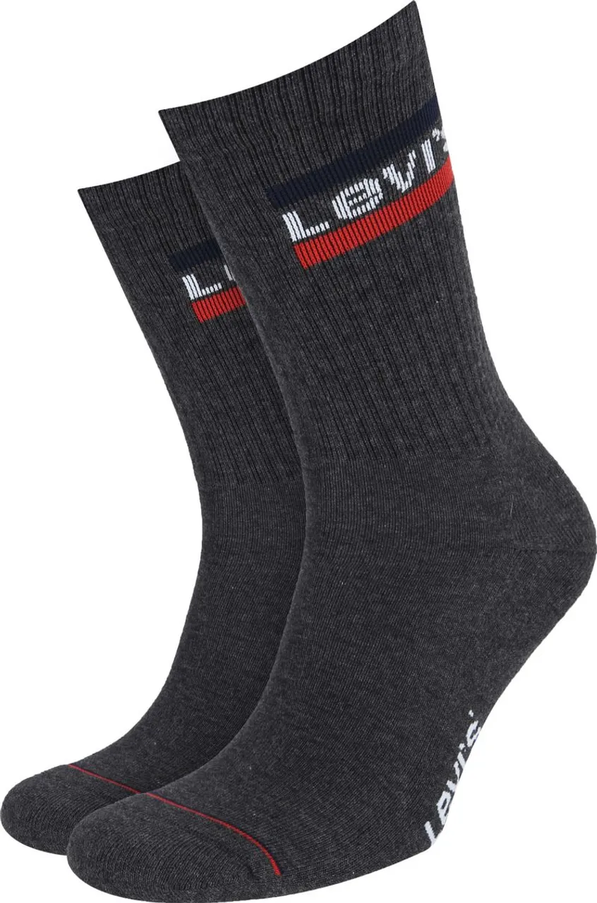 Levi's 2-Pack Sportswear Sokken Zwart Antraciet - maat 39