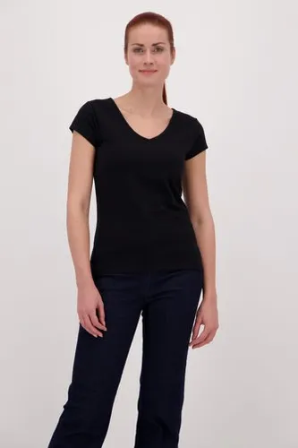 Liberty Island Zwart basic T-shirt met V-hals