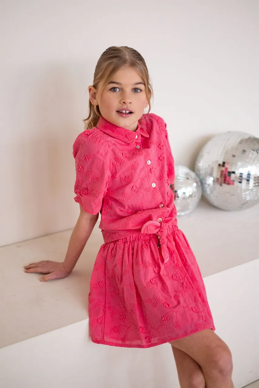 LIKE FLO Meisjes Rokken Broidery Anglais Flower Skirt - Roze