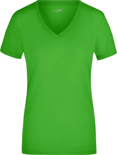 Lime dames stretch t-shirt met V-hals S