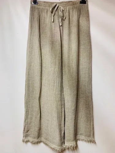 Linnen mix broek met prachtige textuur - luchtig lange boho broek, BEIGE/TAUPE kleur