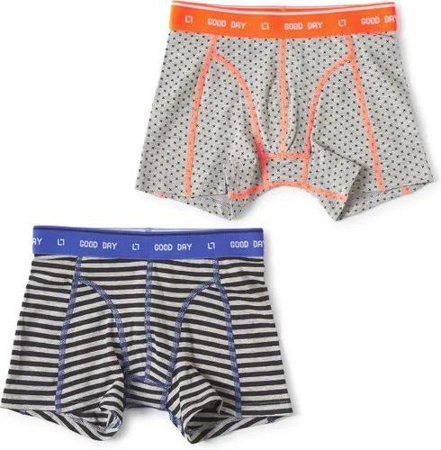 Little Label - boxershorts 2-pack - grey melee cross & small anthracite stripe