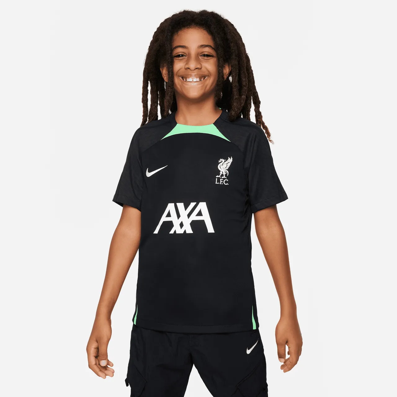 Liverpool FC Strike Nike Dri-FIT knit voetbaltop voor kids - Zwart