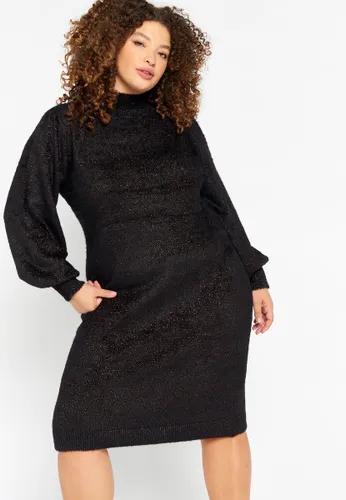 LolaLiza Eyelash trui-jurk met lurex - Black