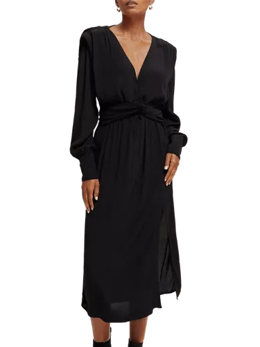 Long-sleeve draped dress with slit detail - Maat 42 - Multicolor - Vrouw - Jurk - Scotch & Soda