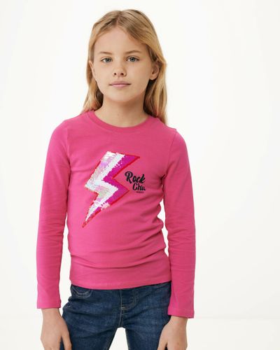 Long sleeve t-shirt two way sequince Pink