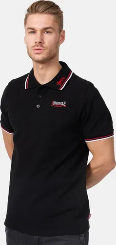 Lonsdale Polo Shirts Lion Poloshirt schmale Passform Black/Dark Red/White-3XL