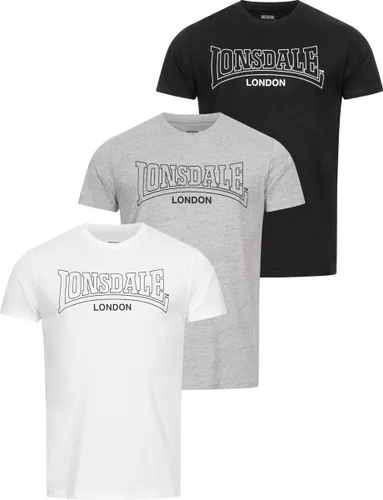 Lonsdale T-Shirt Beanley T-Shirt normale Passform Dreierpack Black/White/Marl Grey-M