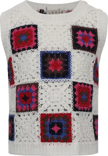 Looxs Revolution Crochet Top Truien & Vesten Meisjes - Sweater - Hoodie - Vest- Wit